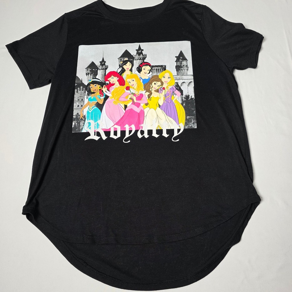Disney Princess Royalty Graphic Tee-Shirt Girls XL 15/17 Black High Low